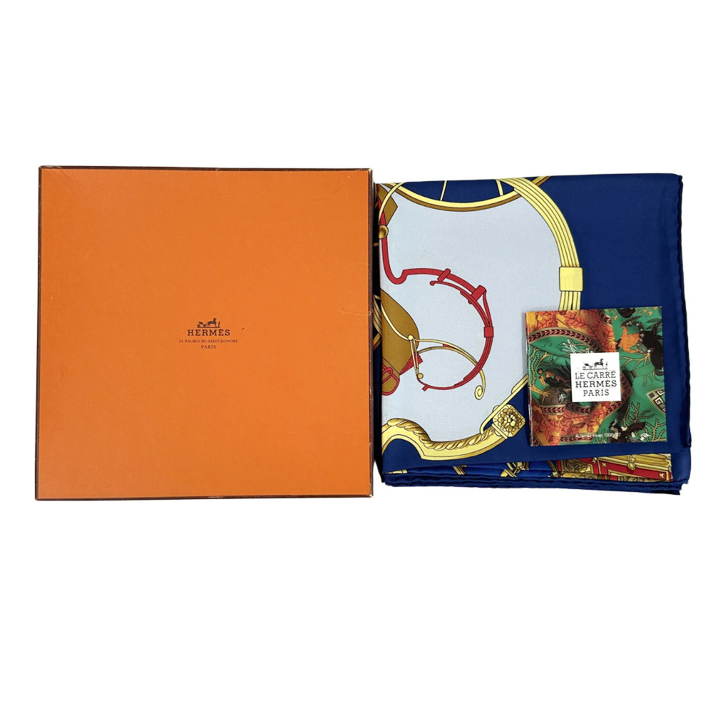 HERMES Authentic Blue Silk Scarf - Picture 5 of 8